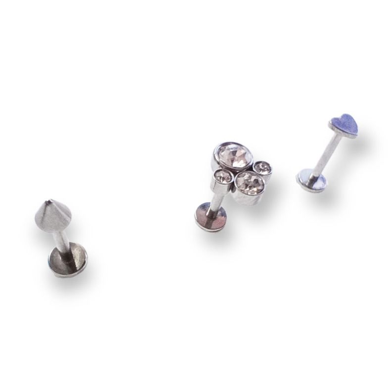 Set de Piercing Conquista Labret push pin acero quirurgico-6