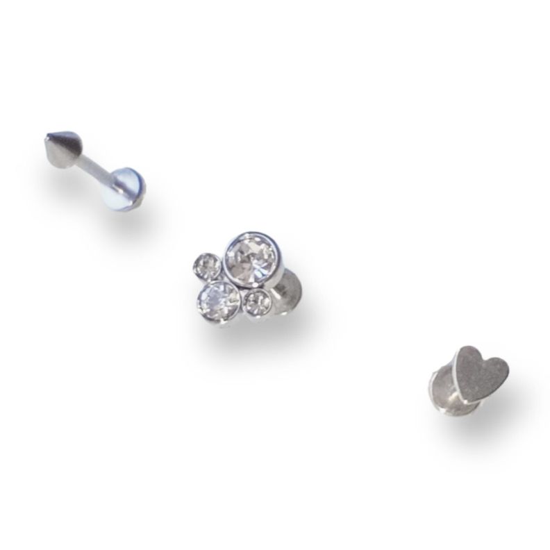 Set de Piercing Conquista Labret push pin acero quirurgico-7