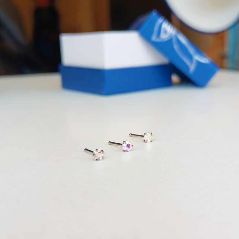 Set piercing 3 piezas nostril acero quirúrgico nariz Tornasol-4