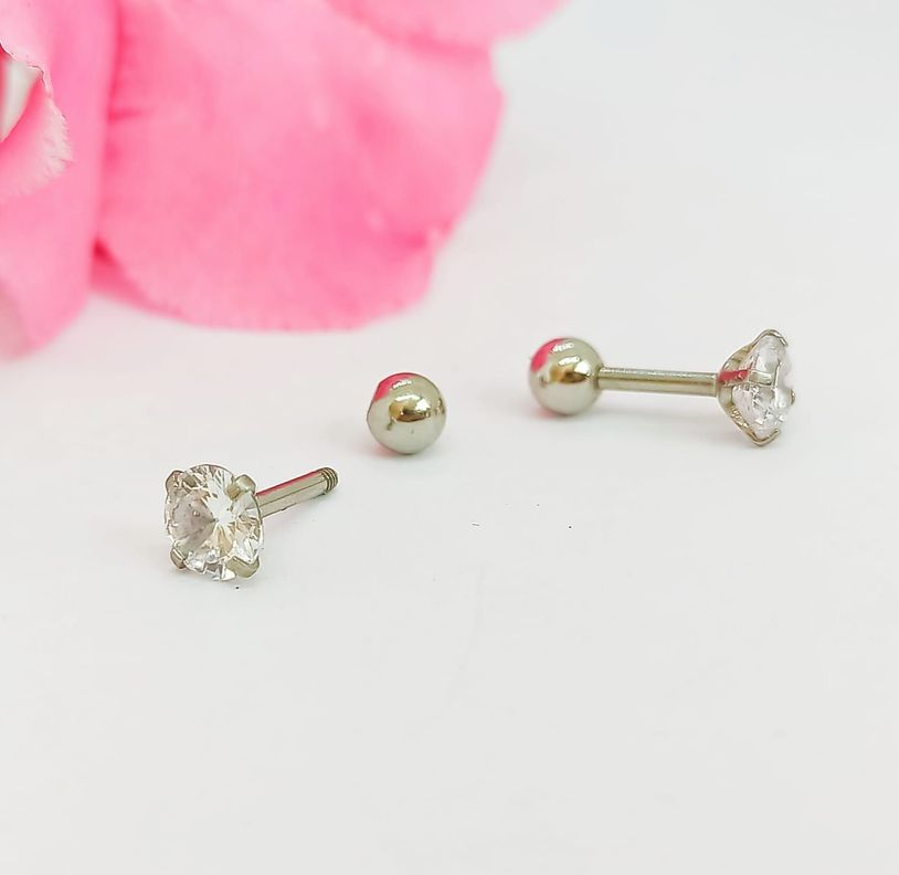 Aros puntos de luz Hipoalergénicos figuras distintas Zirconia Blanco 5mm-1