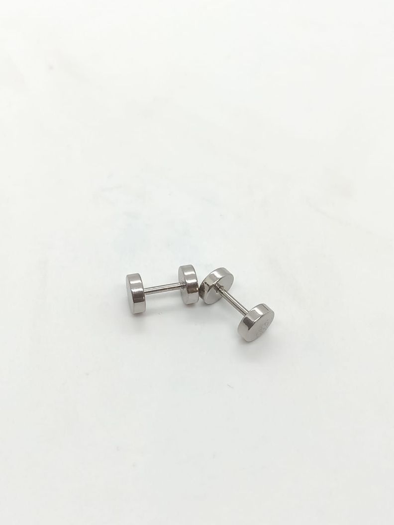 Aros Aretes Punk Rock Acero Moda 6mm Juvenil Plateado Barbell-3