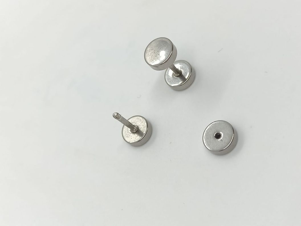 Aros Aretes Punk Rock Acero Moda 6mm Juvenil Plateado Barbell-4