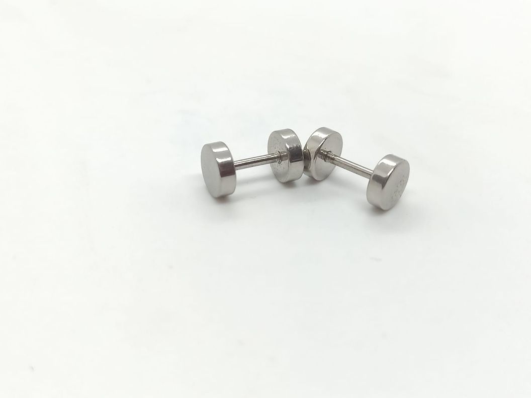 Aros Aretes Punk Rock Acero Moda 6mm Juvenil Plateado Barbell-2