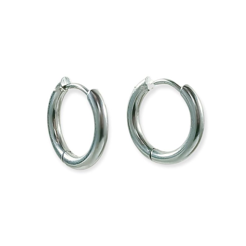 Pack 4 Pares Argollas Huggies Lisas Plateada Piercing Helix-4