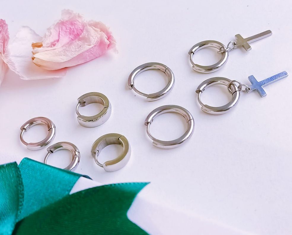 Pack 4 Pares Argollas Huggies Lisas Plateada Piercing Helix-8