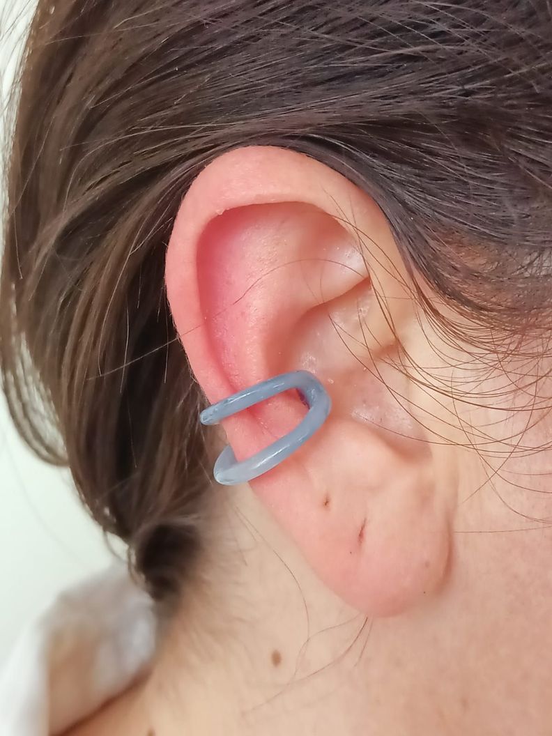 Piercing Oreja Earcuff Resina Colores Sin Perforación Punk azul-4