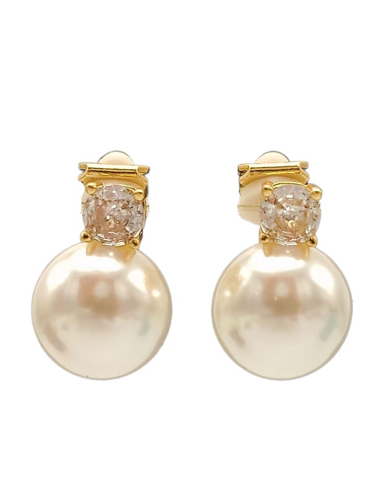 Aros Perla Zircon Chapado En Oro 18k Earcuff Sin Perforacion-0