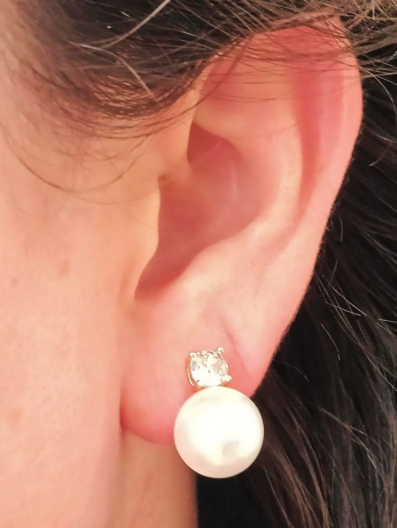 Aros Perla Zircon Chapado En Oro 18k Earcuff Sin Perforacion-2