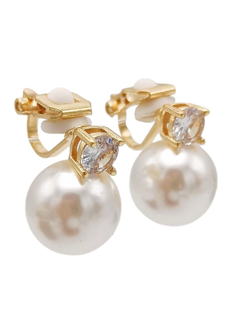 Aros Perla Zircon Chapado En Oro 18k Earcuff Sin Perforacion-4
