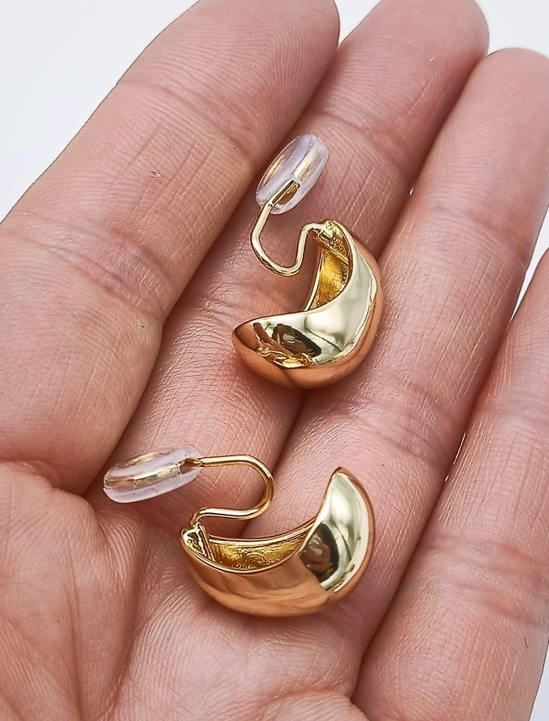 Aros Gota Huggies Chapado En Oro 18k Earcuff Sin Perforacion-4