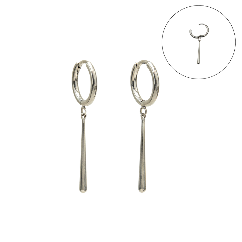 Argollas largas plateadas Zora 10mm titanio ASTM F136 Plateado