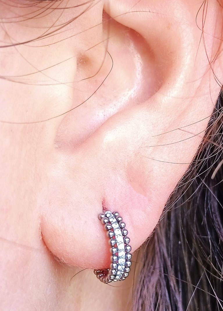 Piercing Septum F136 G23 Acero Titanio Zirconia Esfera Doble-2
