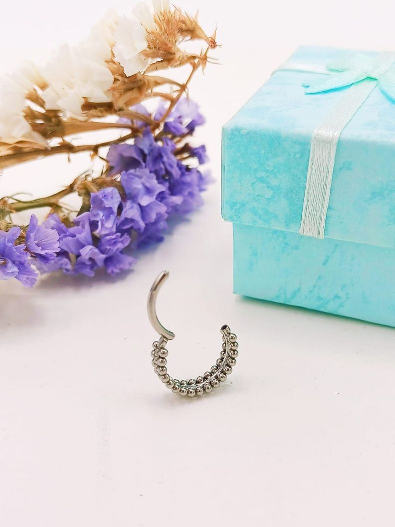 Piercing Septum F136 G23 Acero Titanio Zirconia Esfera Doble-6