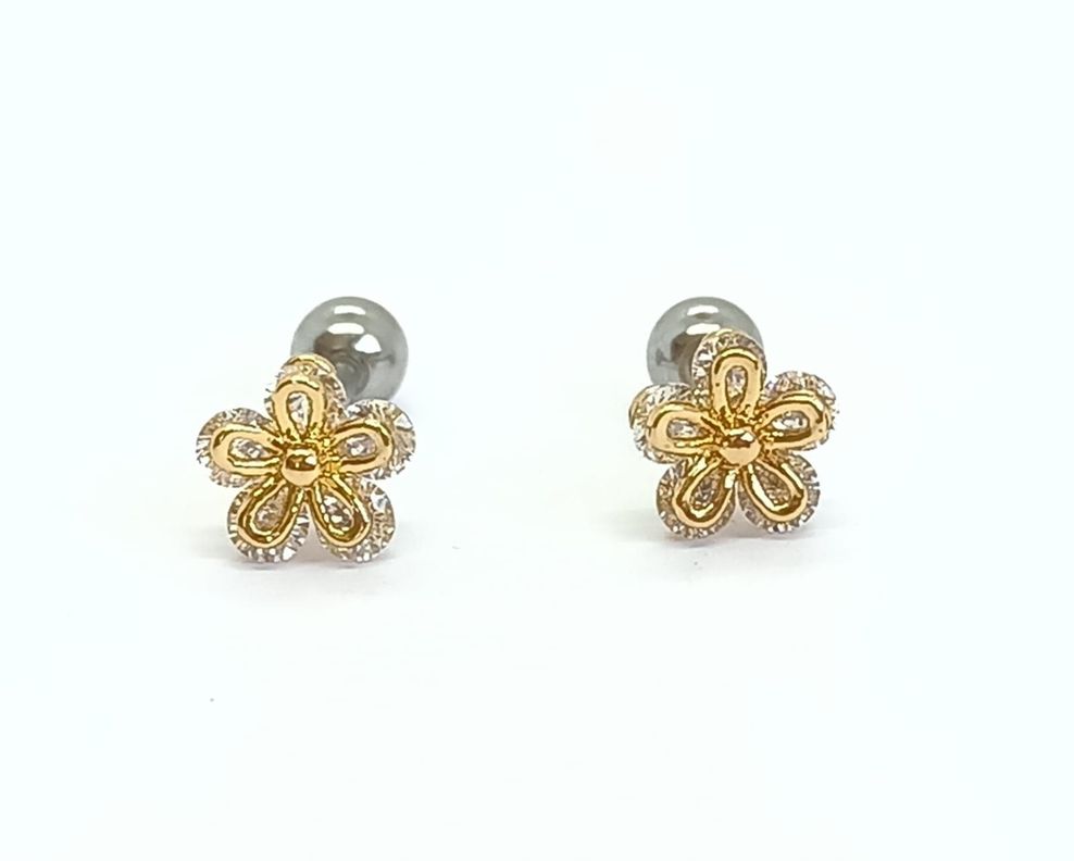 Aros Flor Zirconias Piercing Conch Helix chapado oro-1