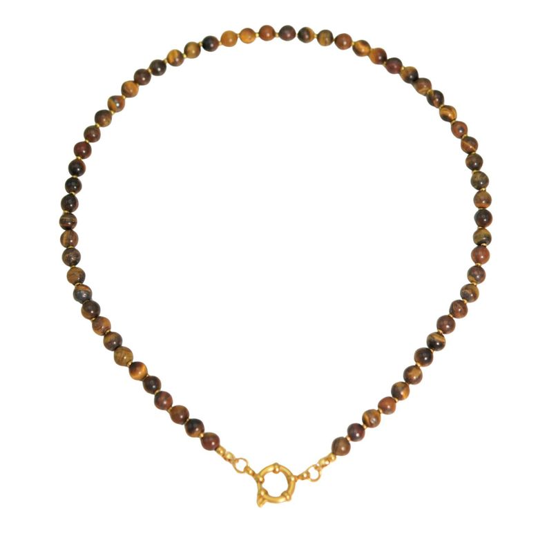 Collar gargantilla ojo de tigre 6mm chapado en oro 18k Terranova Cafe