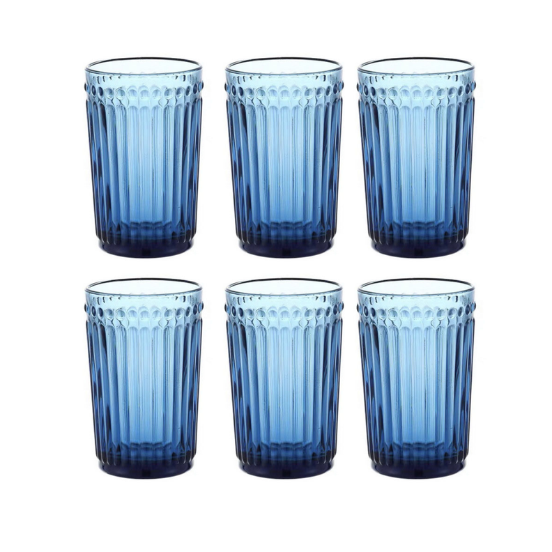 Set de 6 Vasos Azul Modelo Vertical-0