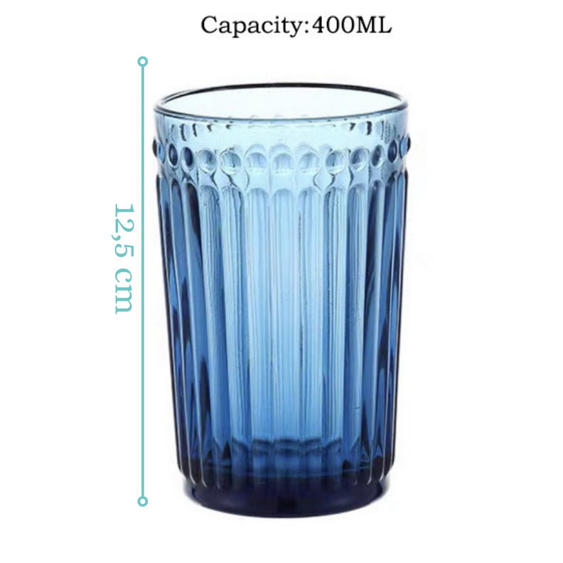 Set de 6 Vasos Azul Modelo Vertical-1