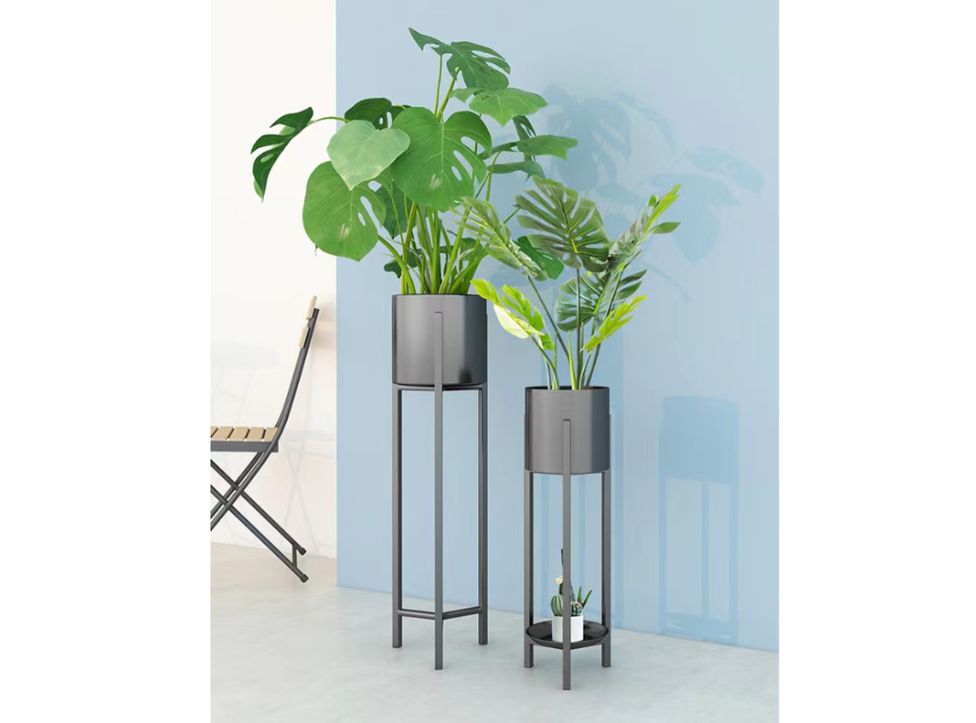 Macetero negro Elite con pedestal negro  L-1