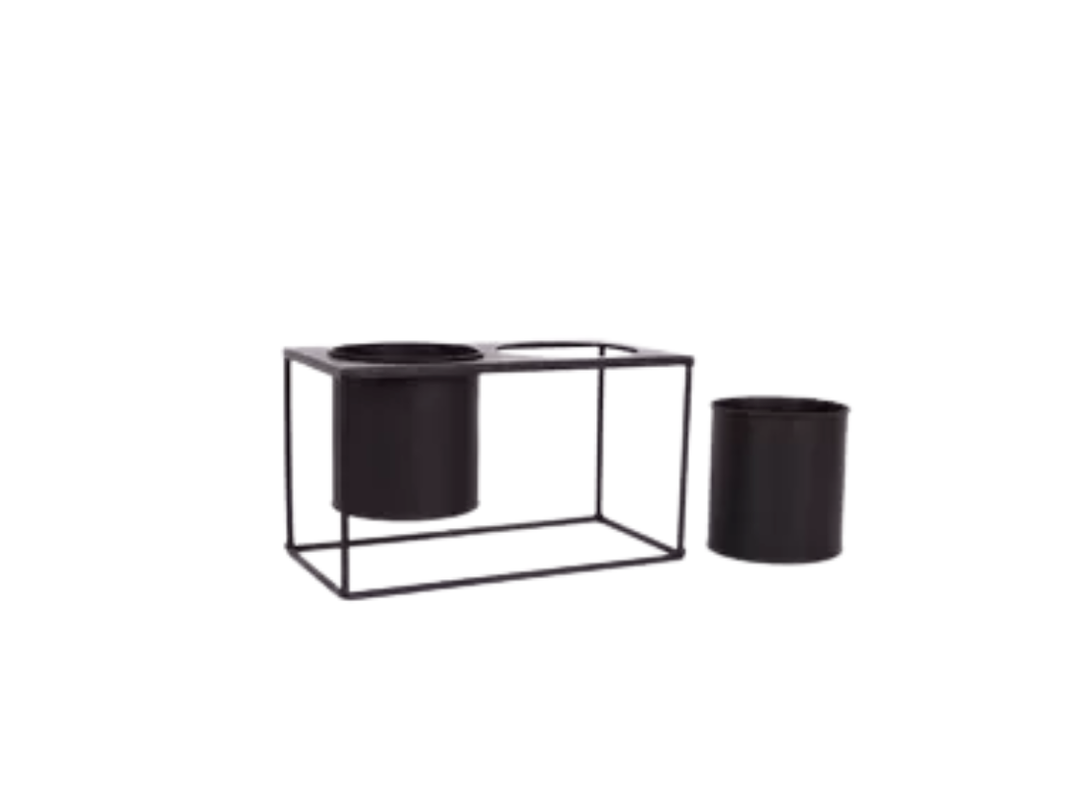 Porta macetero doble rectangular negro-1