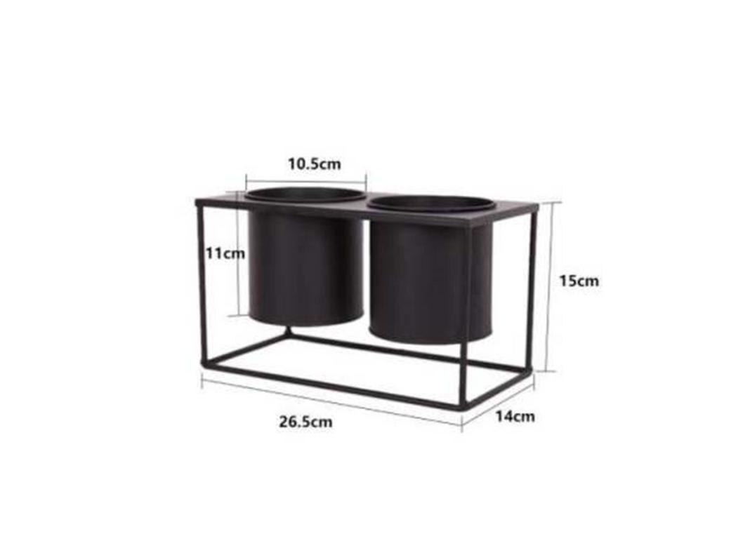 Porta macetero doble rectangular negro-2