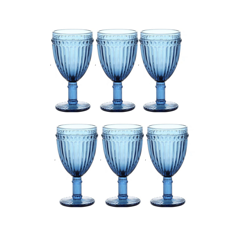 Set de 6 copas azul 300cc Modelo Vertical-0