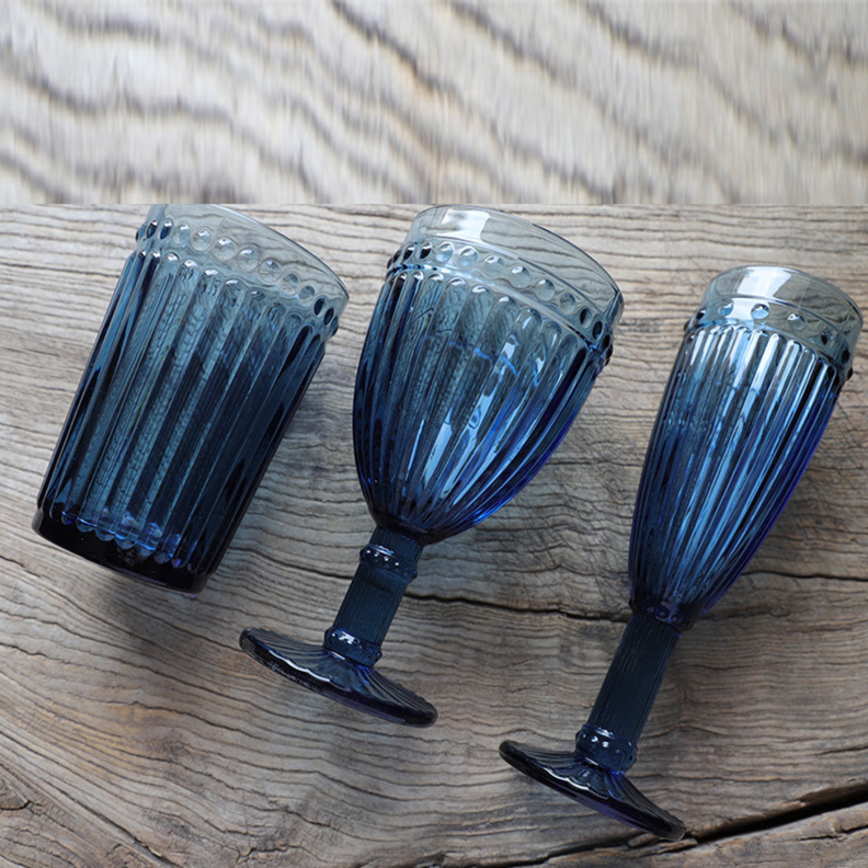 Set de 6 copas azul 300cc Modelo Vertical-3