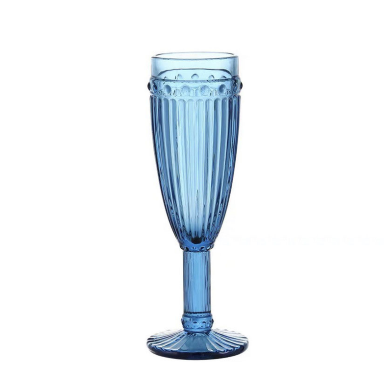 Set de 6 copas de Champagne Azul modelo Vertical-1