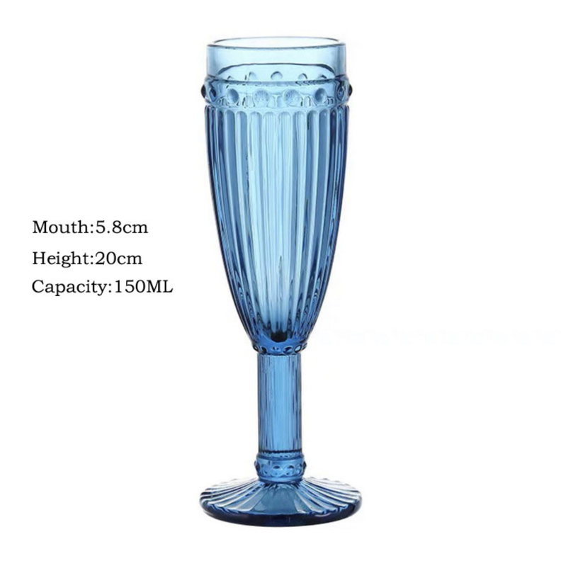Set de 6 copas de Champagne Azul modelo Vertical-3