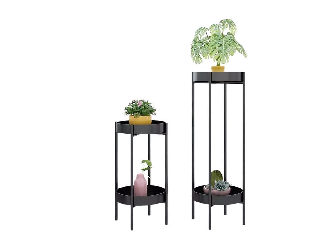 Set de 2 Pedestales para plantas redondo Negro S y M-0