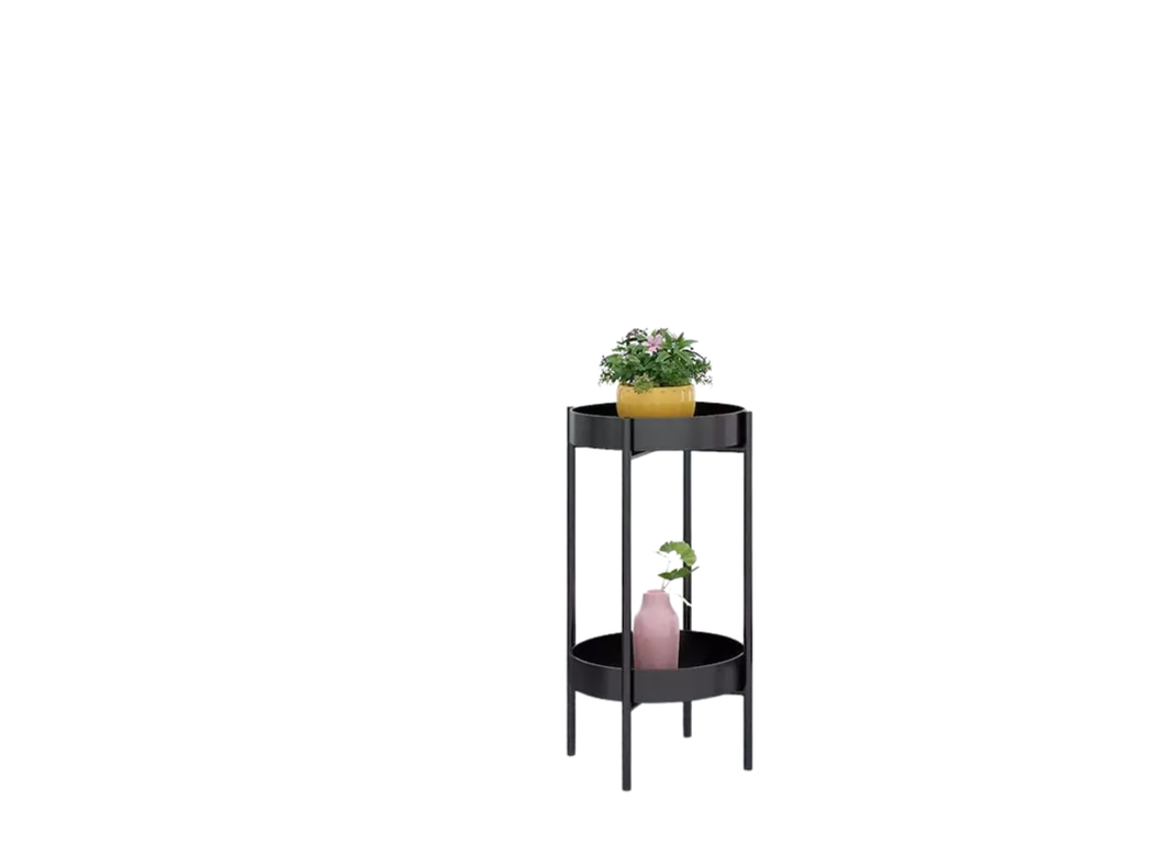 Set de 2 Pedestales para plantas redondo Negro S y M-2