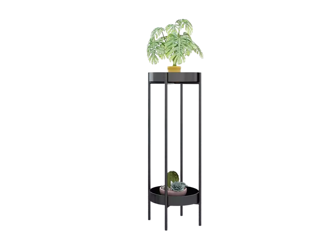 Set de 2 Pedestales para plantas redondo Negro S y M-3