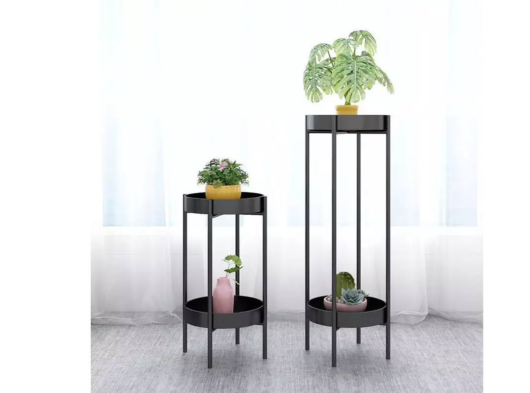 Set de 2 Pedestales para plantas redondo Negro S y M-1