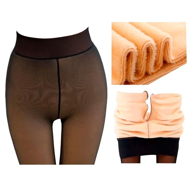 Calzas LEGGINS Efecto piel Panty Con Chiporro Forro Grueso-1
