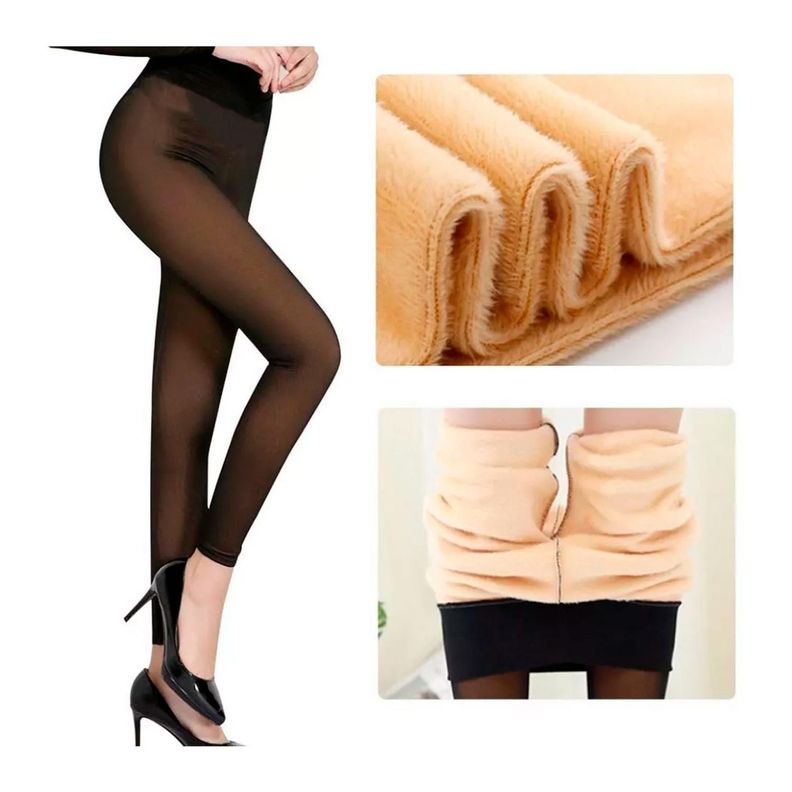 Calzas LEGGINS Efecto piel Panty Con Chiporro Forro Grueso-3