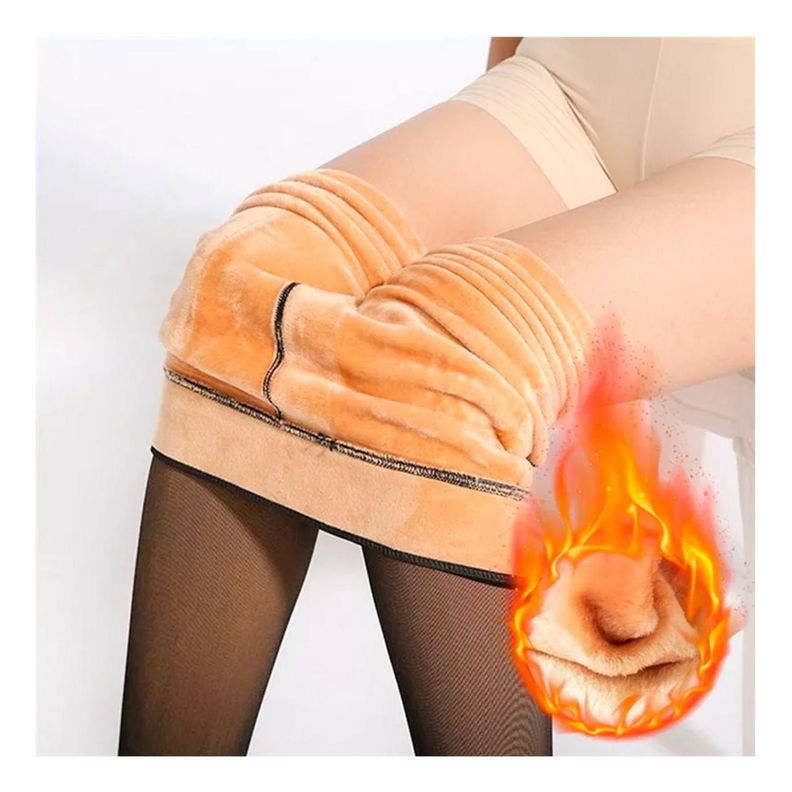 Calzas LEGGINS Efecto piel Panty Con Chiporro Forro Grueso-4