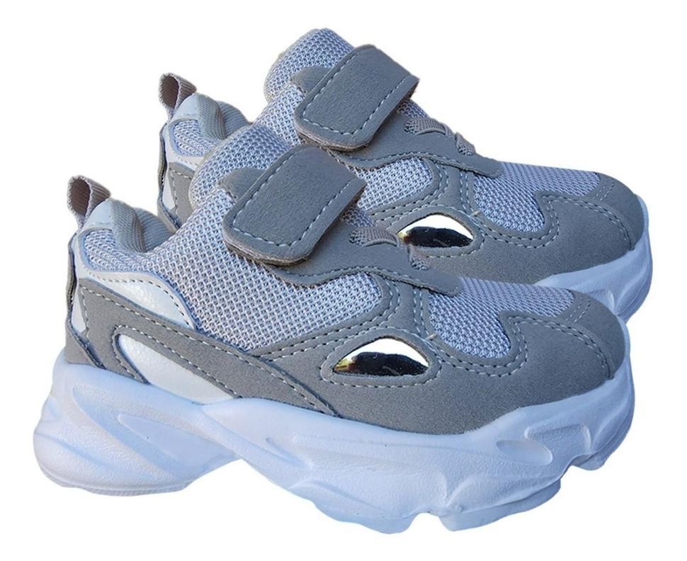 Zapatillas Infantiles Urbanas Deportivas Velcro Gris 7163-2