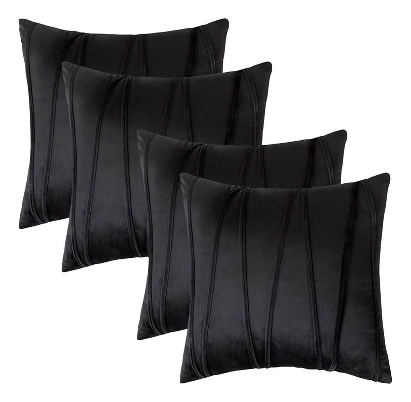 Fundas De Cojin Decorativa 45x45 Lineas Negro PACK 4 U-1