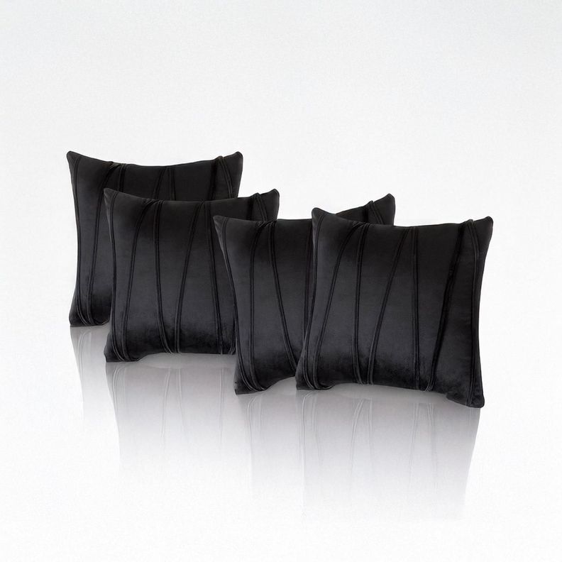 Fundas De Cojin Decorativa 45x45 Lineas Negro PACK 4 U-2