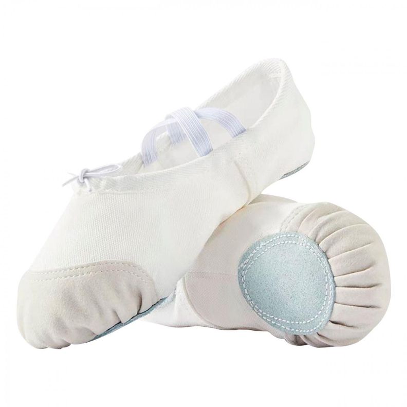 Zapatillas Media Punta Lona Y Gamuza Ballet Niña Blanco 7701-1
