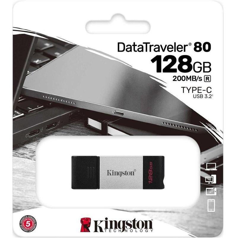 Pendrive Kingston 128gb Datatraveler 80 - Usb Tipo C - Dt80-1