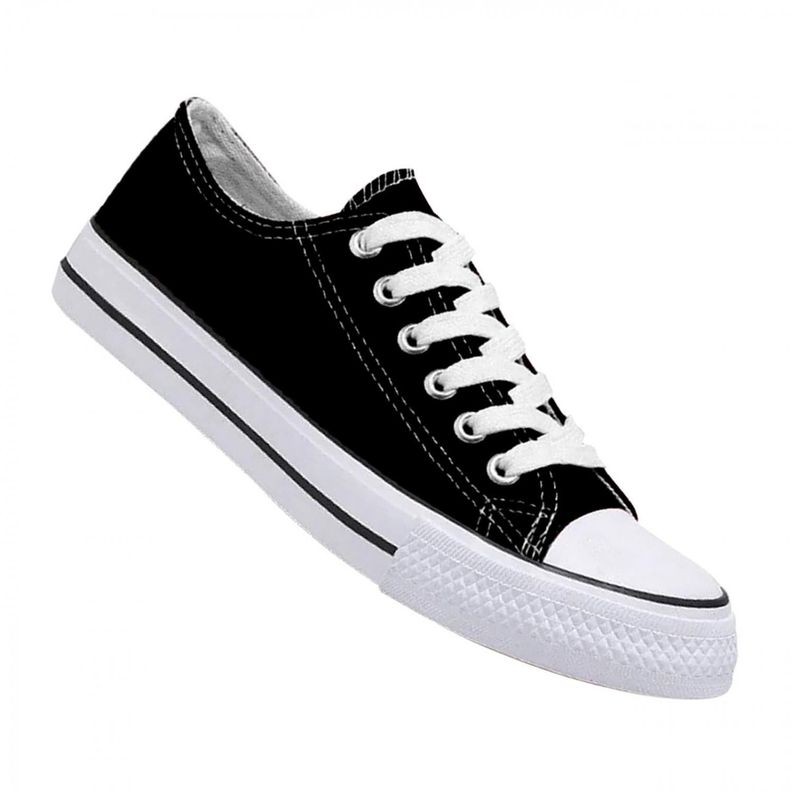 Zapatilla Urbana De lona Casual - Negro Blanco - 7079-0