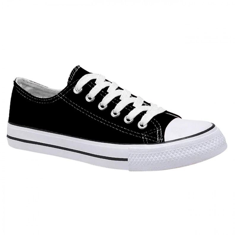 Zapatilla Urbana De lona Casual - Negro Blanco - 7079-1