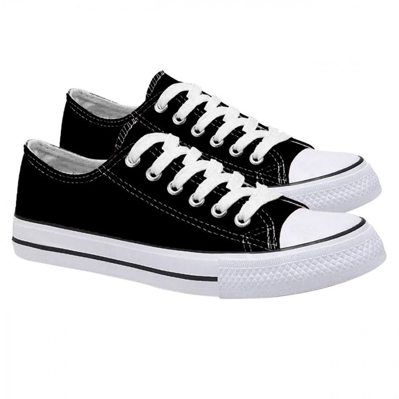 Zapatilla Urbana De lona Casual - Negro Blanco - 7079-2