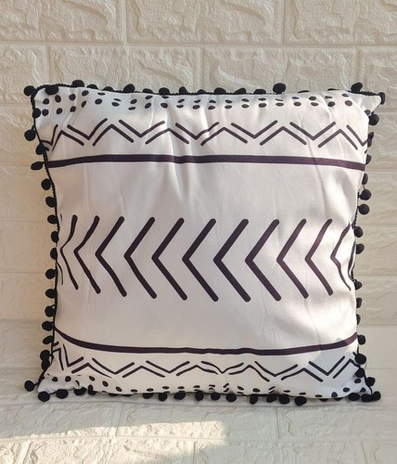 Funda Para Cojin Pompon Decorativa Diseño 45x45-0