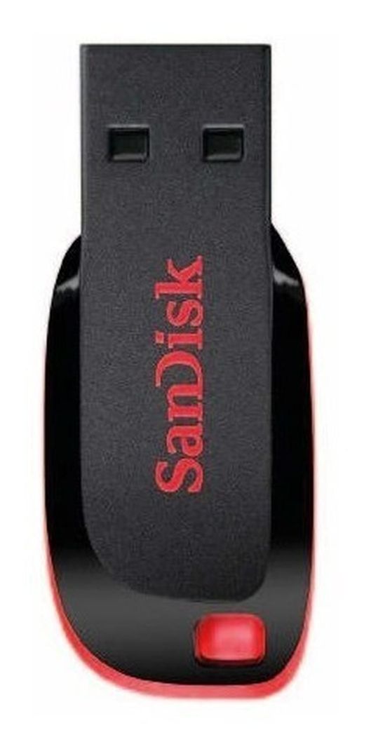 Pendrive Sandisk - Cruzer Blade - 16gb Usb 2.0 Negro Y Rojo-1