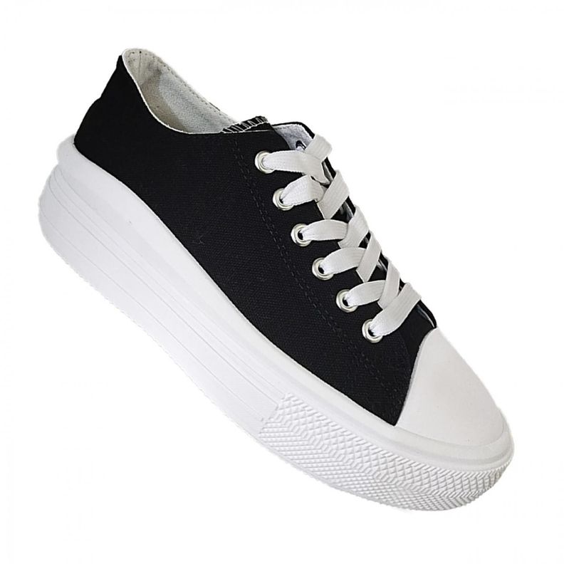 Zapatilla Mujer Con Plataforma Urbana De lona - Negro 7083-0