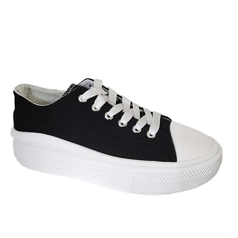 Zapatilla Mujer Con Plataforma Urbana De lona - Negro 7083-1