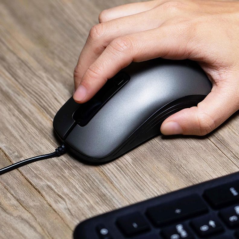 Mouse Optico USB c/Cable KlipXtreme KMO-111 Gris-5