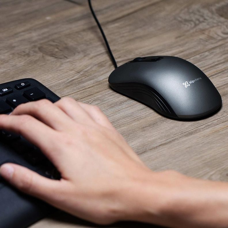 Mouse Optico USB c/Cable KlipXtreme KMO-111 Gris-8