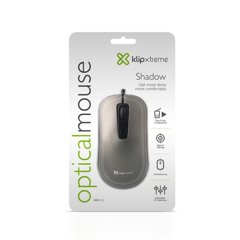 Mouse Optico USB c/Cable KlipXtreme KMO-111 Gris-9